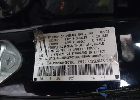 2008 Honda Accord 2.4 Ex-L z USA, uszkodzony, nr VIN 1HGCP26818A097900